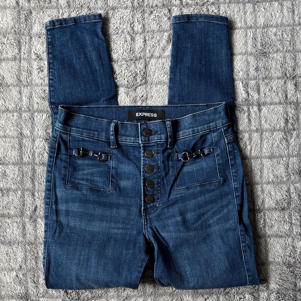 Express High Rise Dark Blue Jeans